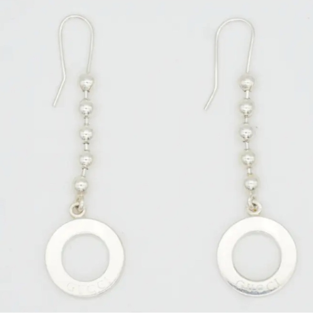 Authentic Gucci Circle Ball Chain Hook Earrings S… - image 1